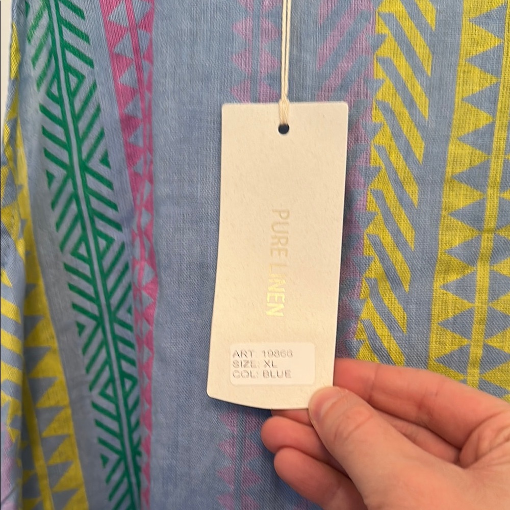 NWT Linen Colorful Striped and Sequin Mini Dress Bellambra - Picture 3 of 6